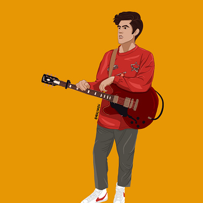 A Boy and His Guitar - An Illustration adobe adobe illustrator design digital digital illustration digitalart guitar guitarist illustration ipadproart musician procreate vector