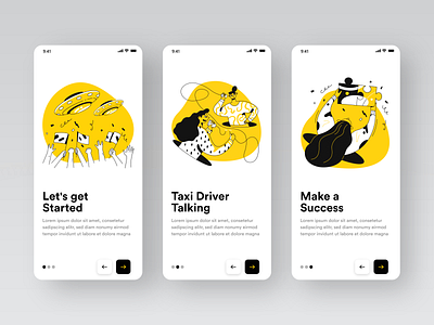 Taxi App #002 adobe adobexd app black clean colors design illustration landing new online popular shot taxi taxi app taxi booking app ui uiux white yellow