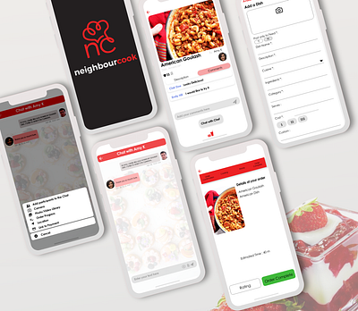 NeighbourCook - Food Delivery App app app design application brand design branding design food logo mobile app mobile app design mobile ui mockup prototype startup uidesign uxdesign uxui uxuidesign