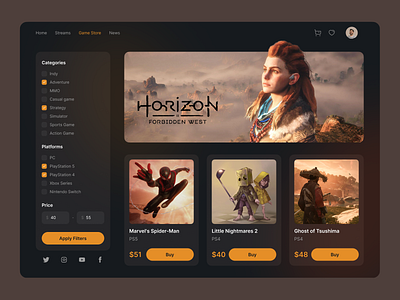 Game Store Website by Dmitry Lauretsky for Ronas IT