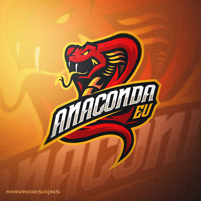 Anaconda EU anaconda art bold branding cobra cool design esports gaming logo illustration logo mascot red logo sports typography vector