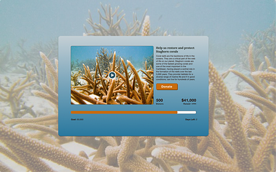 DailyUI #032 - Crowdfunding Campaign 100daychallenge color coral coral reef crowdfunding crowdfunding campaign dailyui dailyuichallenge design donate dribbble figma goals help reef save ocean typography ui uidesign ux