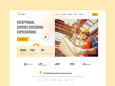 Architecture or Construction Business Website Header architecture city construction contractor engineering hero section house interior interior architecture interiordesign landing page landing page design landmark real estate real estate agency site ui ux