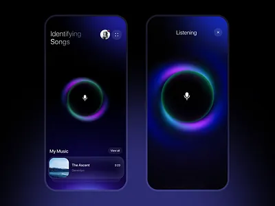 Music App UI/UX Design - Identifying Songs mobile mobile app music music app music app ui music ui player ui playlist playlist app playlist ui shazam songs ui voice voice interaction voice recording