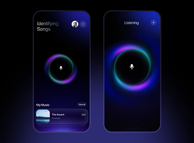 Music App UI/UX Design - Identifying Songs mobile mobile app music music app music app ui music ui player ui playlist playlist app playlist ui shazam songs ui voice voice interaction voice recording