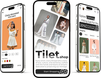 ✨ Tibeb – Ethiopian Cultural Clothing App ✨ culturalwear designinspiration dribbble ecommerceapp ethiopianculture fashionapp figmadesign minimalistdesign mobiledesign modernui shoptheculture tibebapp traditionalfashion uiux uxdesign