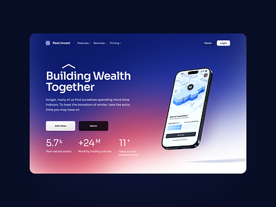 SaaS Real-Estate Investment Landing Page clean investment landing page minimal real estate saas simple ui voit xandovoit