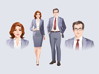 Office | Semi-realistic Illustrations character design illustration location man office realistic semirealistic woman