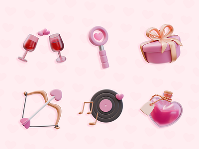 Valentine's Day 3D Icons 3d 3d icons blender branding cartoon design graphic design illustration love trendy ui valentinesday