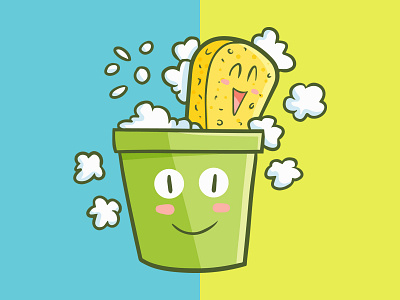 Bucket & friend bukcet cartoon cute design funny illustration kawaii smile spoge vector