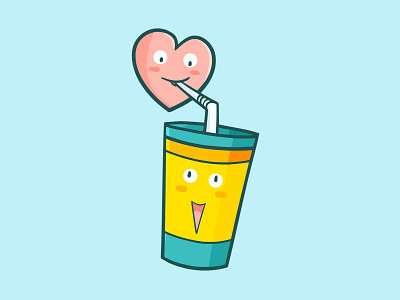 Love drink cartoon cute design drink funny glass heart illustration kawaii love smile vector