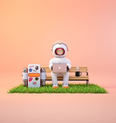 SPACE BOY 3d branding illustration typography 壁纸 形象