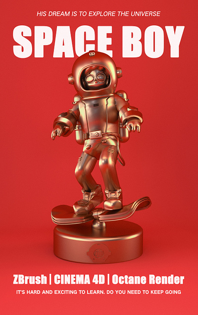 Space boy 3d c4d design ui