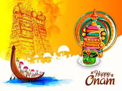 Onam Festival Scenes creative design festivals of india illustration illustrator