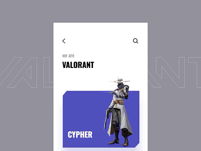 Game character introduction character game game app in game character interaction role ui ux valorant