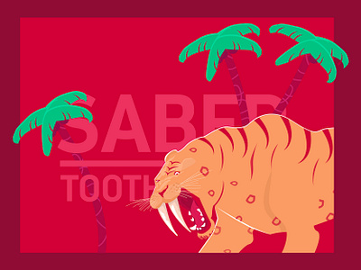 Saber tooth 01 design flat graphic graphics illustration lion lion head minimal monochrome orange palm palm trees red sabermetrics sabertooth simpel simple teeth tiger vector