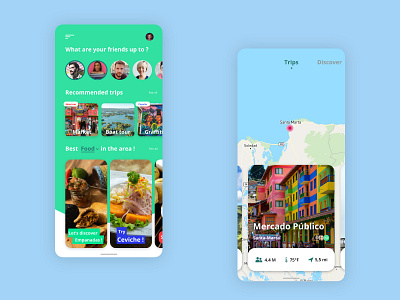 Travel App Concept adobe app branding colombia country design discover friends illustration travel ui design ux