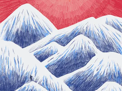Mountain trip alpinism art color drawing illustration landscape mountain nature planet procreate sci fi