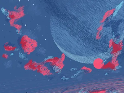 Space walk art color cosmos drawing illustration landscape planet procreate sci fi space space walk