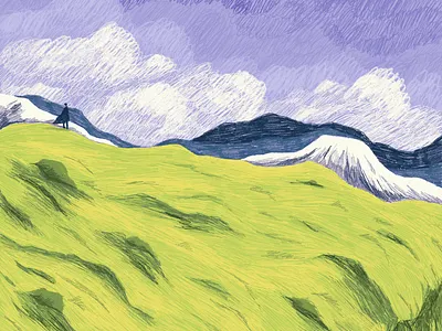 Transcendence art color drawing illustration landscape loneliness mountain nature planet procreate sci fi sky soul