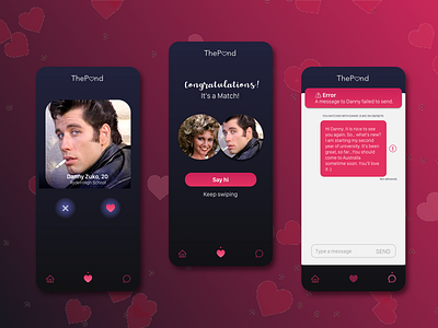 Weekly Challenge 011 - Flash Message datingapp films grease love relationships sketching uichallenge uidesign visual design