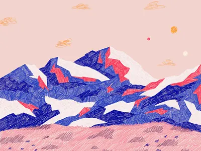 Misty Mountains art color cover design drawing illustration landscape mountain nature procreate sci fi space