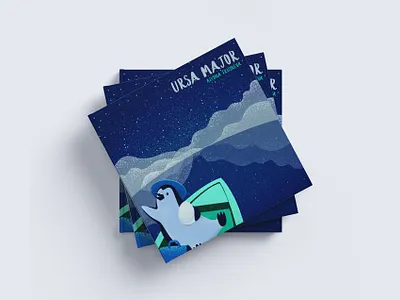 penguin stories bird book book cover cartoon cartoon illustration character fairy fairy tale night pinguin starry night starry sky stars