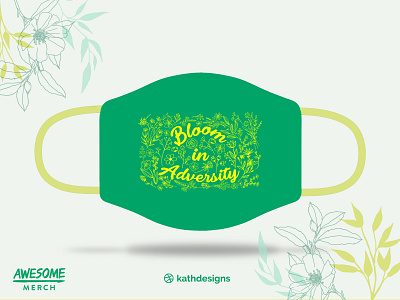 Bloom in Adversity mask design flat illustration minimal typography vector vector artwork