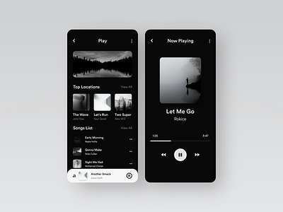 Music App #002- Dark Version adobexd app app design awesome design black clean colors design illustration music musicapp new popular ui white