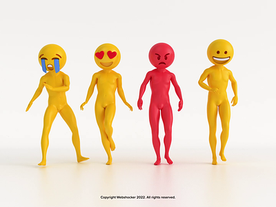 Moodz II 3d animation character cover design emojis motion design render walk web design webshocker website