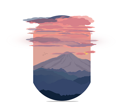 Mountain Sunset flat design landscape landscape illustration mountain