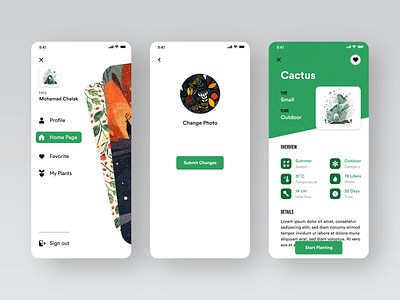 Planting App #003 adobexd app app design awesome design black clean colors design gree illustration new planting planting app plants popular ui white