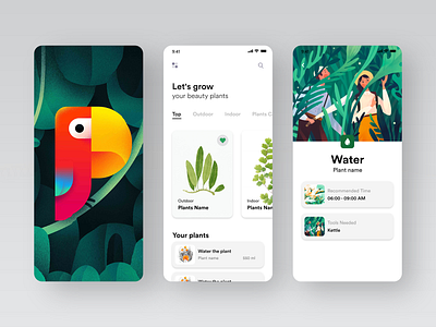 Planting App #001 adobexd app app design awesome design black clean colors design green illustration illustrations new planting popular ui white