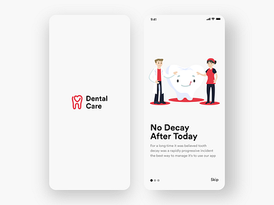 Dental Care App #001 adobexd app app design awesome design black clean colors dental dentalcare design illustration new popular red ui white