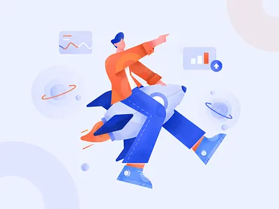 Company Owners for Business Continuity & Growth Illustration business character company design flat gradient growth illustration rocket teamwork vector web