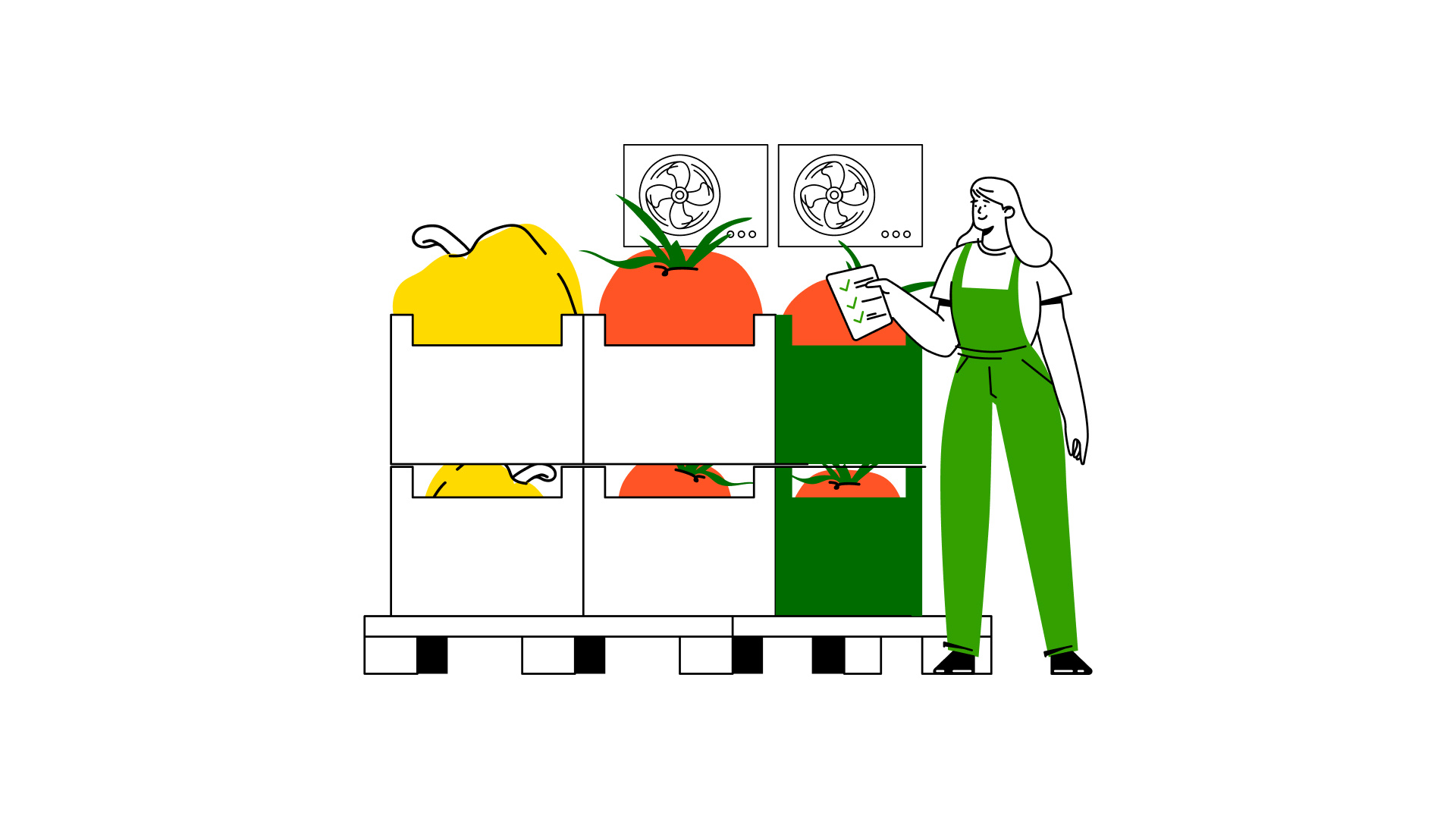 Grocery Warehouse & Inventory | Vector Art character design character illustration food illustration grocery human illustration illustrations vector vegetable warehouse web illustration woman