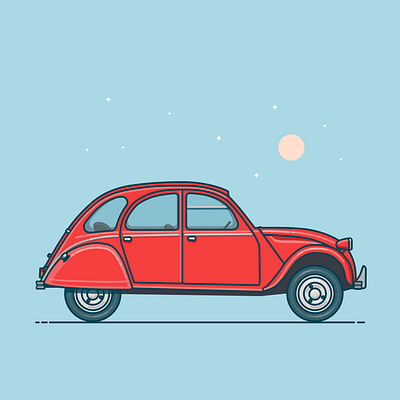 Citroën 2CV Illustration 2d artwork car citroen clean flat illustration lineart vector vehicle vintage