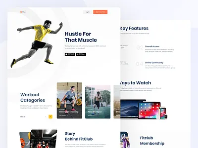 Fitclub - Fitness Landing Page Exploration #3 branding exploration finance finance dashboard fitness fitness website design health health website design illustration popular shot ui ux web application website design