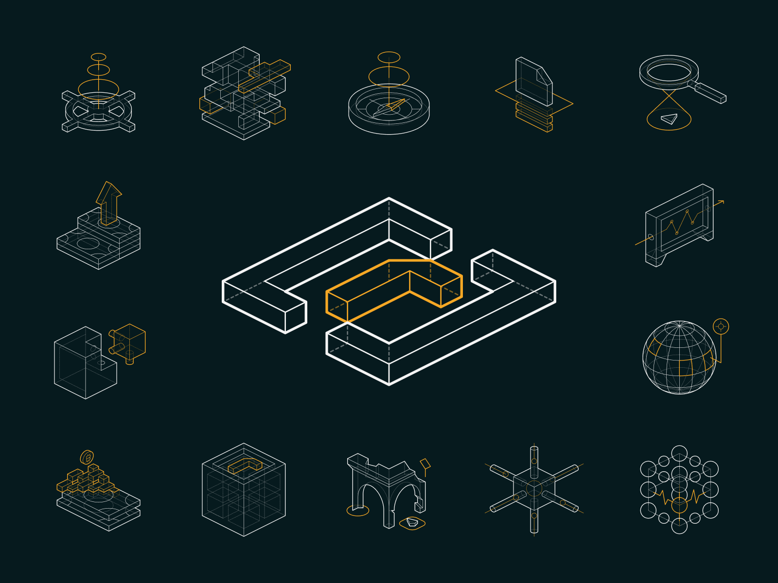 Redacted Illustrations branding cyber illustration isometric logo metalab redacted security tech