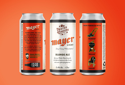 Mayer Light Beer Label beer beerart beercan beerlabel illustration labeldesign labels packagedesign packaging