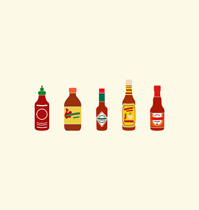 Hot Sauces cholula cooking digital food hot hot sauce illustration red red hot chili peppers sauce siracha spicy tabasco valentina vector