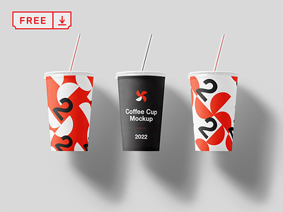 Free Cup with a Straw Mockup branding cup design download fastfood free freebie identity logo mockup paper cup psd template typography
