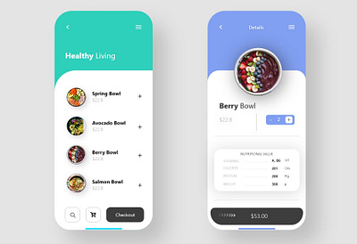 Healthy Living Food App adobe xd adobexd design food health app health care mobile app mobile ui ui