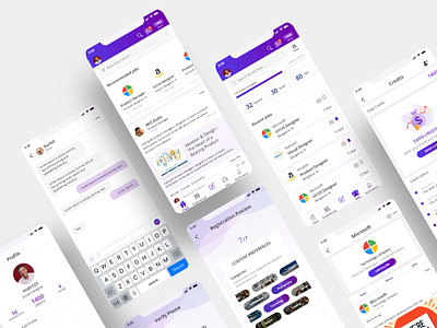 Job portal application chat credit points credits job job application job listing job portal job search mobile app mobile app design mobile app development post job profile recruiter ui design