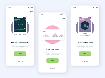 Onboarding for an app for sleep app branding design illustration ios minimal mobile onboarding ui vector