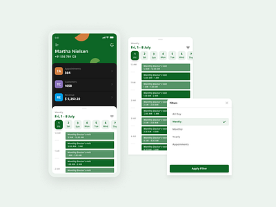 Appointment Schedule System app design booking calendar ui dailyui filter ui product design schedule ui ux weekly