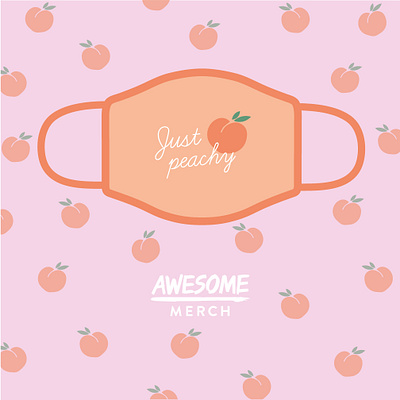 Peach mask design for good face mask challenge branding design facemask illustration justpeachy logo patterndesign peachy stayhome surfacepattern thankyounhs type vector