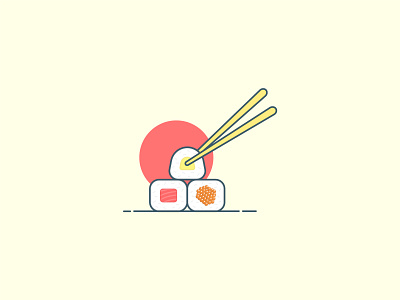 Sushi Rolls Flat Illustration chopstick chopsticks digital art digital illustration flat design flat design flat designs flat illustration flatdesign illustration illustrator japanese culture japanese food rice simple simple design simple illustration soft colors sushi sushi roll