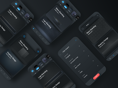 Behance Dark Redesign - Android Version 2020 android android app redesign app behance behance project darkui digital gradient neumorphic