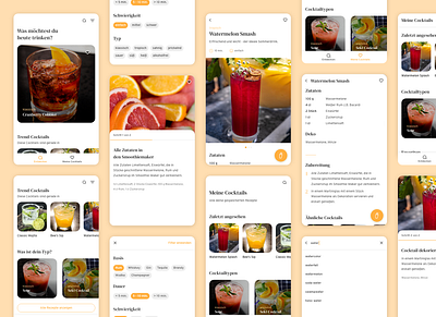 Cocktail App app bar cocktail cocktail bar concept drinks recipes steps ui design uxdesign